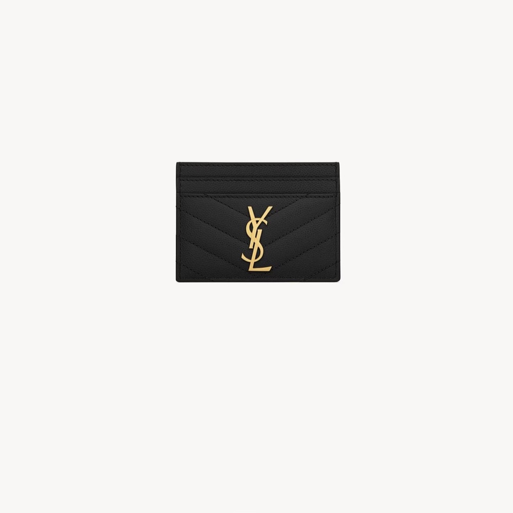 Yves Saint Laurent Quilted Black Card Holder with black Logo